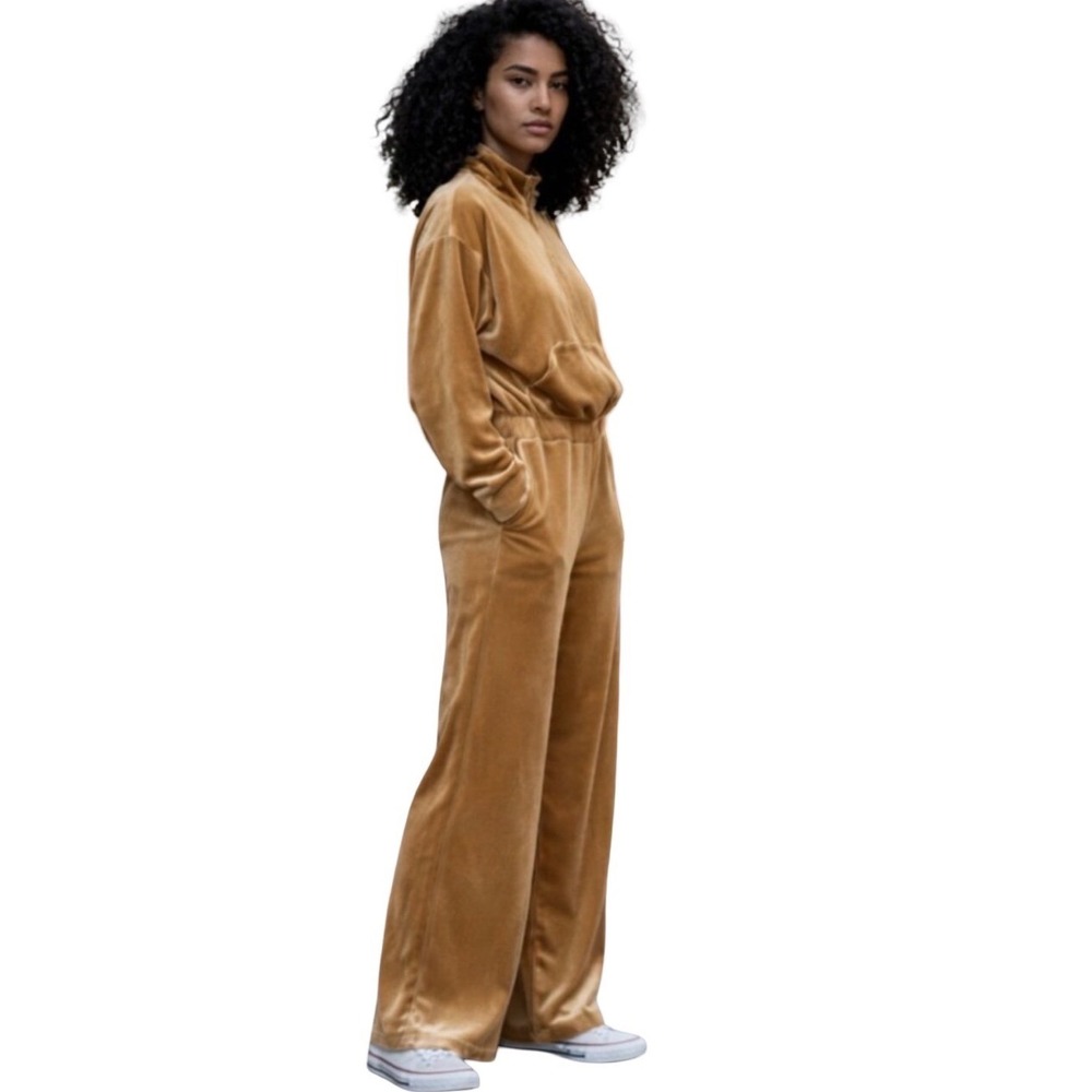 Fabletics Velour Wide Leg Jumpsuit Plus Size 1X Loungewear‎ Athleisure Velvet